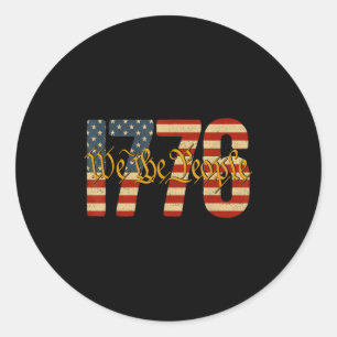 De mensen 1776 vintage Amerikaanse vlag patriottis Ronde Sticker