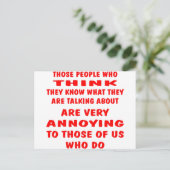 De mensen die denken dat ze weten wat ze zijn briefkaart (Staand voorkant)