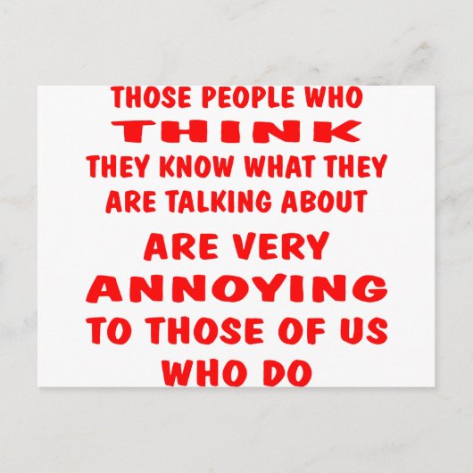 De mensen die denken dat ze weten wat ze zijn briefkaart (Voorkant)