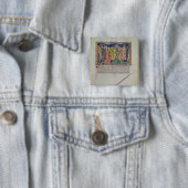 De mensen die het beest en het vierkante button 5,1 cm (In situ)