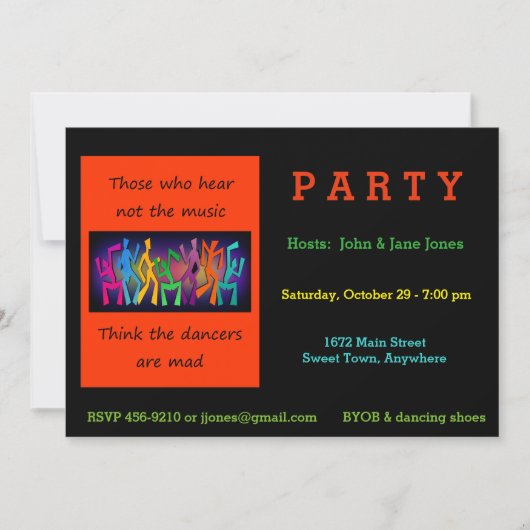 De mensen die niet horen denken dat dansers kwaad  kaart (Voorkant)