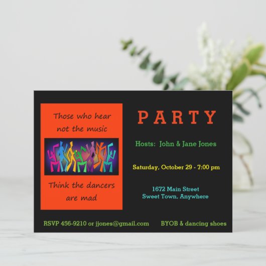 De mensen die niet horen denken dat dansers kwaad  kaart (Staand voorkant)