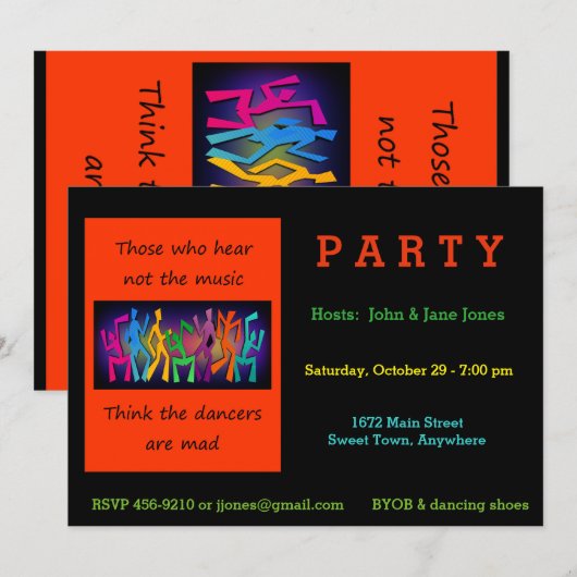 De mensen die niet horen denken dat dansers kwaad  kaart (Voorkant / Achterkant)