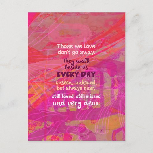 De mensen van wie we houden gaan niet weg briefkaart (Voorkant)