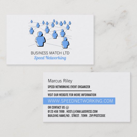 De mensen verbinden, de Organisator van de Gebeurt Visitekaartje (Voorkant / Achterkant)