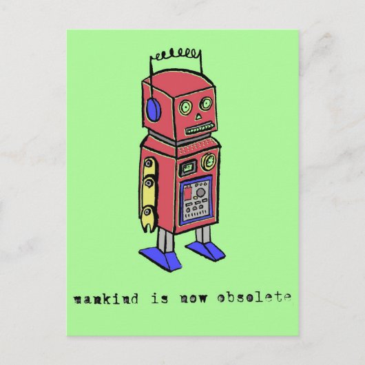 De mensheid is nu achterhaald briefkaart (Voorkant)