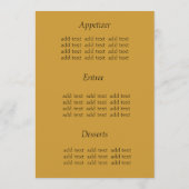 de menukaart voor het diner; (Achterkant)