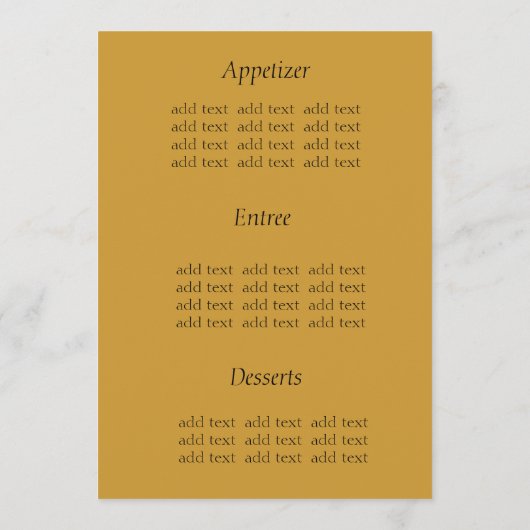 de menukaart voor het diner; (Achterkant)