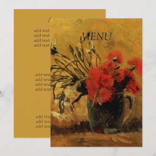 de menukaart voor het diner; (Voorkant / Achterkant)