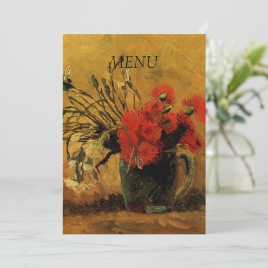 de menukaart voor het diner; (Staand voorkant)