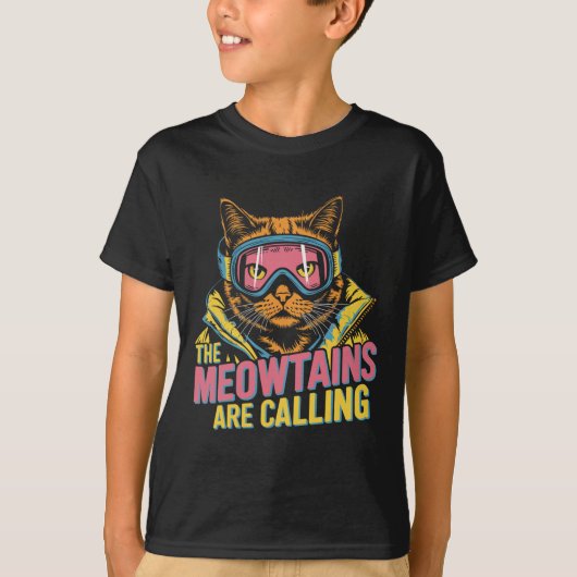 De Meowtains noemen het Cat Snowboard Ski Kinder M T-shirt (Voorkant)