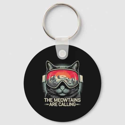 De Meowtains noemen het Cat Snowboard Ski Mannen W Sleutelhanger (Voorkant)