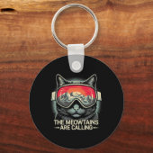 De Meowtains noemen het Cat Snowboard Ski Mannen W Sleutelhanger (Voorkant)