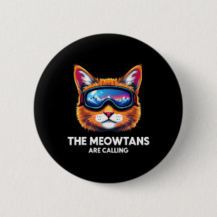 De Meowtains noemen zich Cat Lover Mountain Skier Ronde Button 5,7 Cm