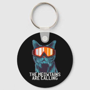 De Meowtains Riep Grappige Ski Sneeuwbril Sleutelhanger