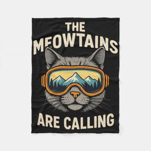 De Meowtains roepen, grappig skien _1 Fleece Deken (Voorkant)