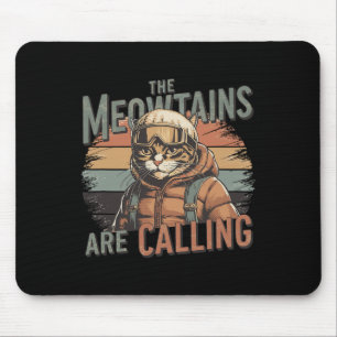 De Meowtains Roepen Kat Snowboard Ski Mannen Wo Muismat