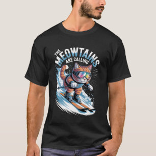 De Meowtains roepen Ski-skiër Grappig Skiën C T-shirt