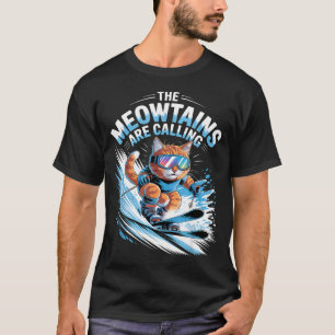 De meowtains roepen skien skiër grappige ski t-shirt
