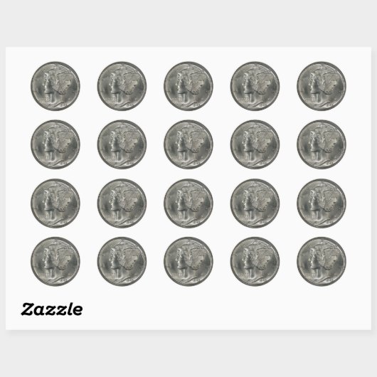 De Mercury dime Ronde Sticker (Vel)