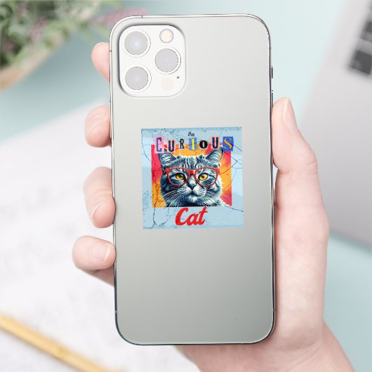 De merkwaardige kat sticker (Telefoon)