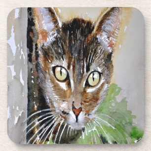 De merkwaardige tablet katten acrylverf bier onderzetter