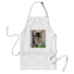 De merkwaardige tablet katten acrylverf standaard schort