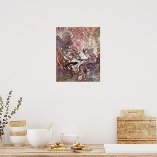 De Merman King van Edmund Dulac Poster (Keuken)