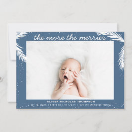 De Merrier Christmas Boy Geboorteaankondiging Feestdagenkaart