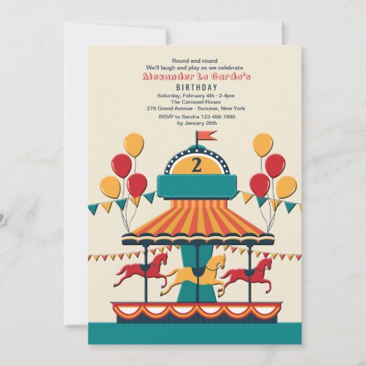 De Merry-Go-Round Uitnodiging (Voorkant)