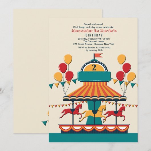 De Merry-Go-Round Uitnodiging (Voorkant / Achterkant)