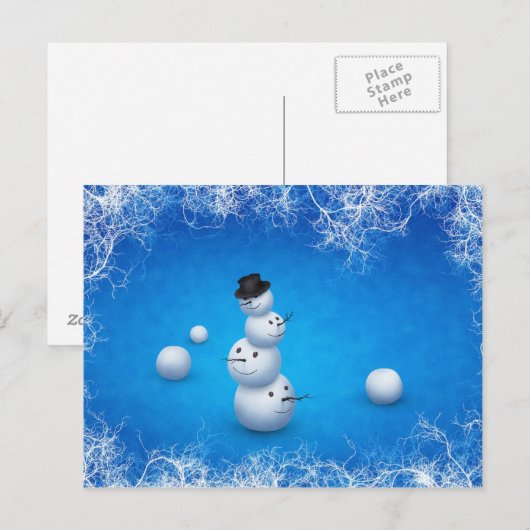 De Merry Snowman Feestdagenkaart (Voorkant / Achterkant)