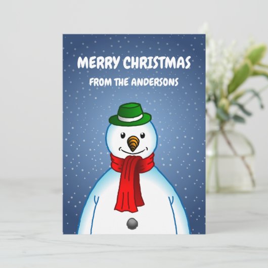 De Merry Snowman Feestdagenkaart (Staand voorkant)
