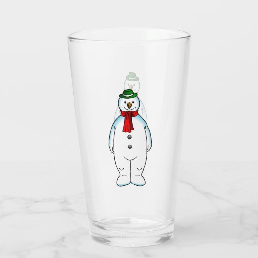 De Merry Snowman op een kerstglazen tumbler (Achterkant)