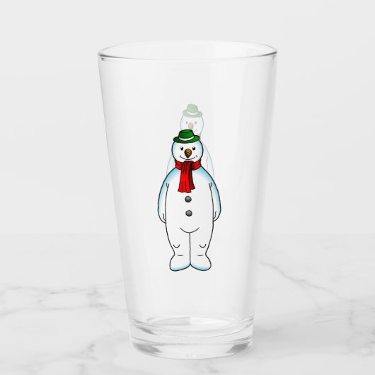De Merry Snowman op een kerstglazen tumbler (Voorkant)