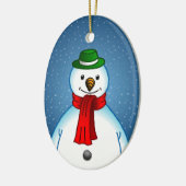 De Merry Snowman op een kerstversiering Keramisch Ornament (Links)