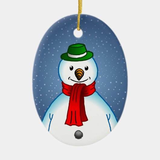 De Merry Snowman op een kerstversiering Keramisch Ornament (Voorkant)