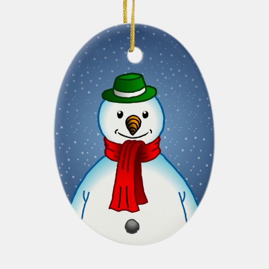 De Merry Snowman op een kerstversiering Keramisch Ornament (Achterkant)