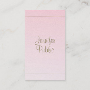 De met de hand geschreven Kalligrafie Roze Gouden Visitekaartje