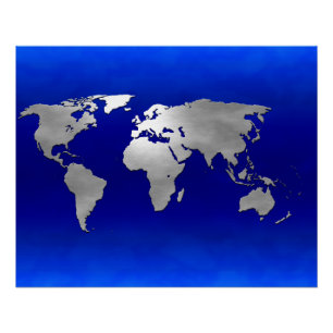 De metaal Kaart van de Aarde Perfect Poster