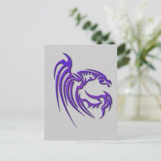 De metaal Paars Gehamerde Draak van het Metaal Briefkaart (Staand voorkant)