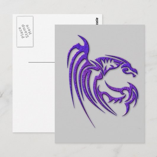 De metaal Paars Gehamerde Draak van het Metaal Briefkaart (Voorkant / Achterkant)