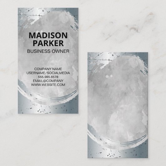 De metallische Waterverf van de hedendaagse grijs  Visitekaartje (Voorkant / Achterkant)