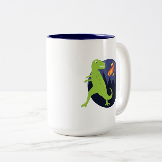 De meteoriet die stookt tweekleurige koffiemok (Voorkant rechts)