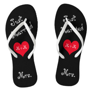 De mevrouw van de heer en mevrouw net getrouwd Tee Teenslippers