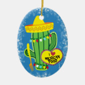 De Mexicaanse kerstversiering van de sparkle cactu Keramisch Ornament (Voorkant)