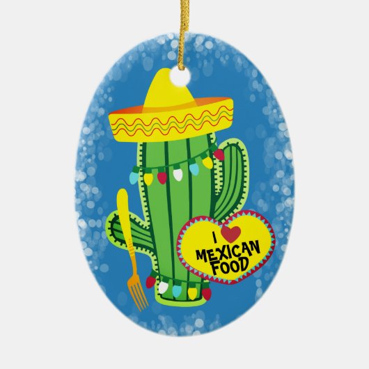 De Mexicaanse kerstversiering van de sparkle cactu Keramisch Ornament (Voorkant)