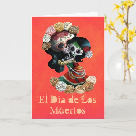 De Mexicaanse Moederlijke Liefde van het Skelet Kaart (Gele Bloem)