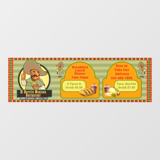 De Mexicaanse prijs voor de Drink van restaurants  Raamsticker (Vel)