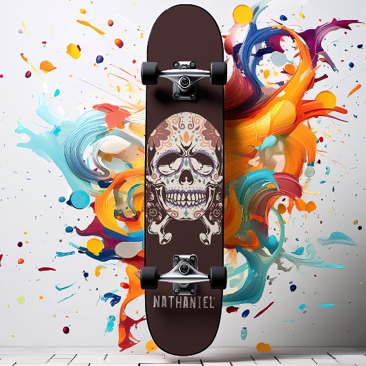 De Mexicaanse Suikerschedel Retro Aangepaste naam Persoonlijk Skateboard